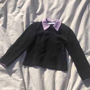 vintage lilac collar zip blazer